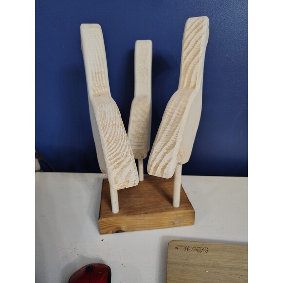 Vintage Folk Art Goose Geese Flock Wooden Hand Painted White Country large - Picture 7 of 7